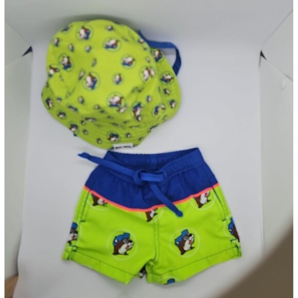 BUC-EE'S Boy's Baby Infant 6-9 Month Swimming Shorts matching sun hat - Picture 3 of 7